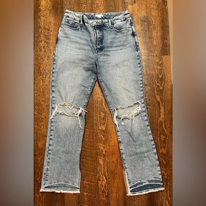Good American Good Boy Straight Leg Distressed Jeans 12/31. Worn once!